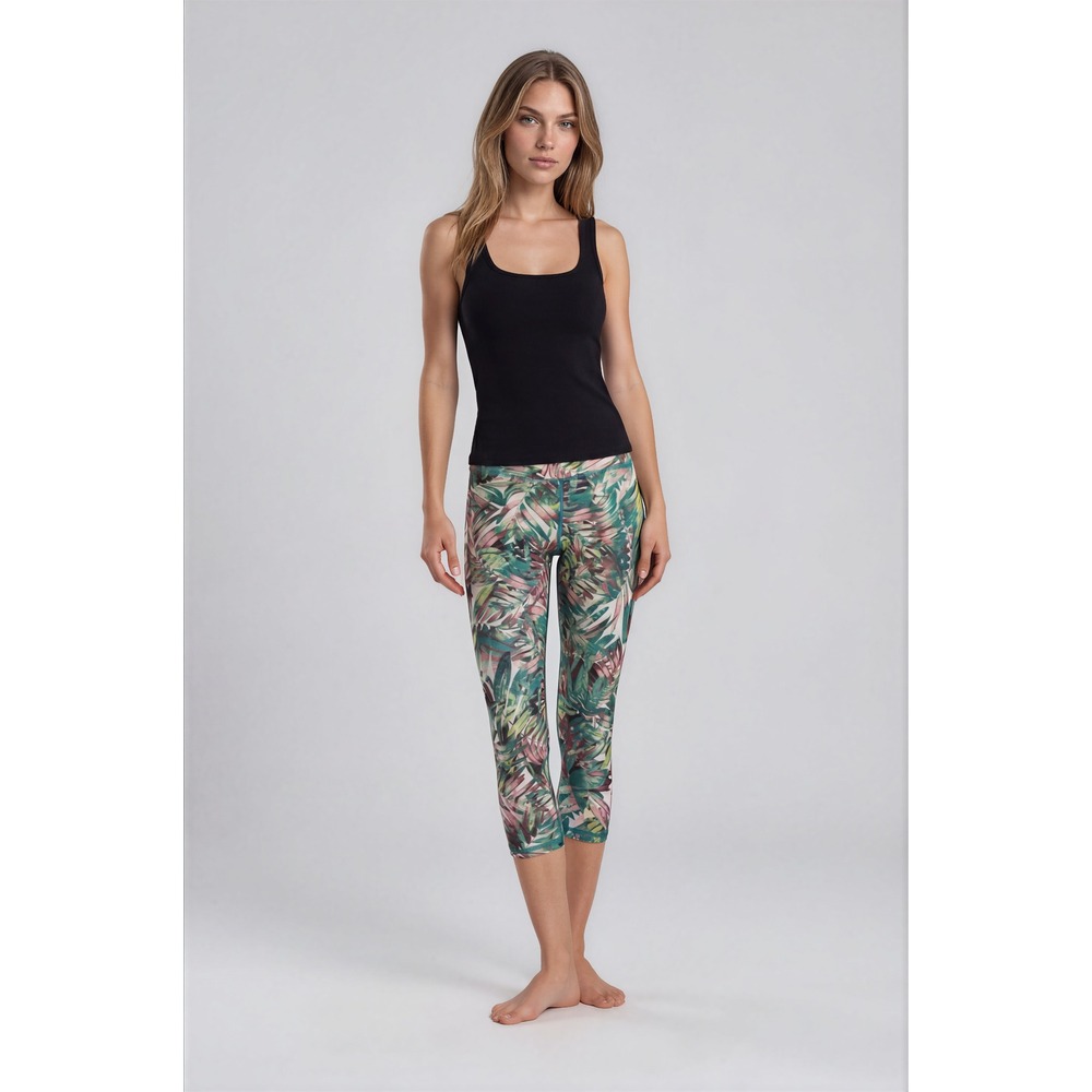 prAna Crop Leggings Women's Small Tropical Print Yoga Athletic Capri Pants